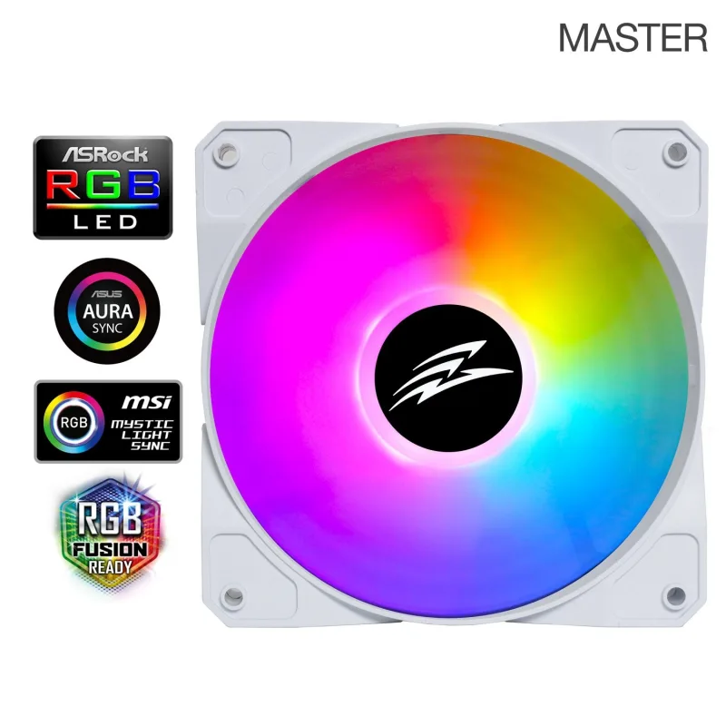 EVOLVEO 12FSW, ventilátor, 120mm, 4pin molex, ARGB, slave, biely…