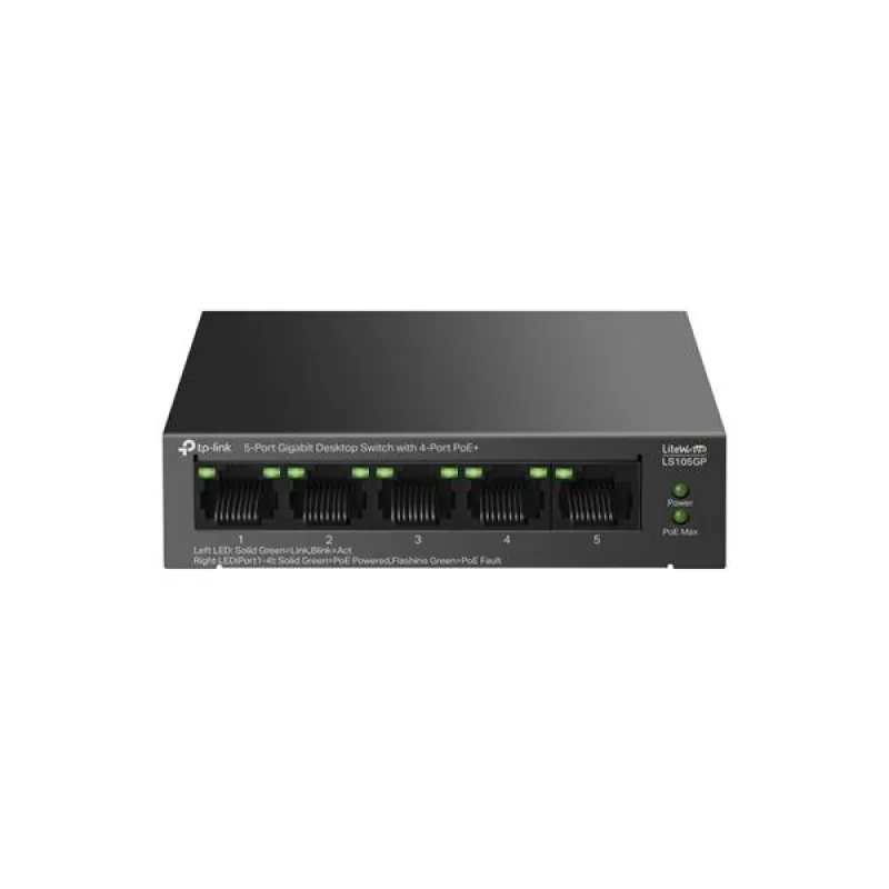 5-Port Gigabit Desktop Switch with 4-Port PoE+ PORT: 4× Gigabit PoE+…