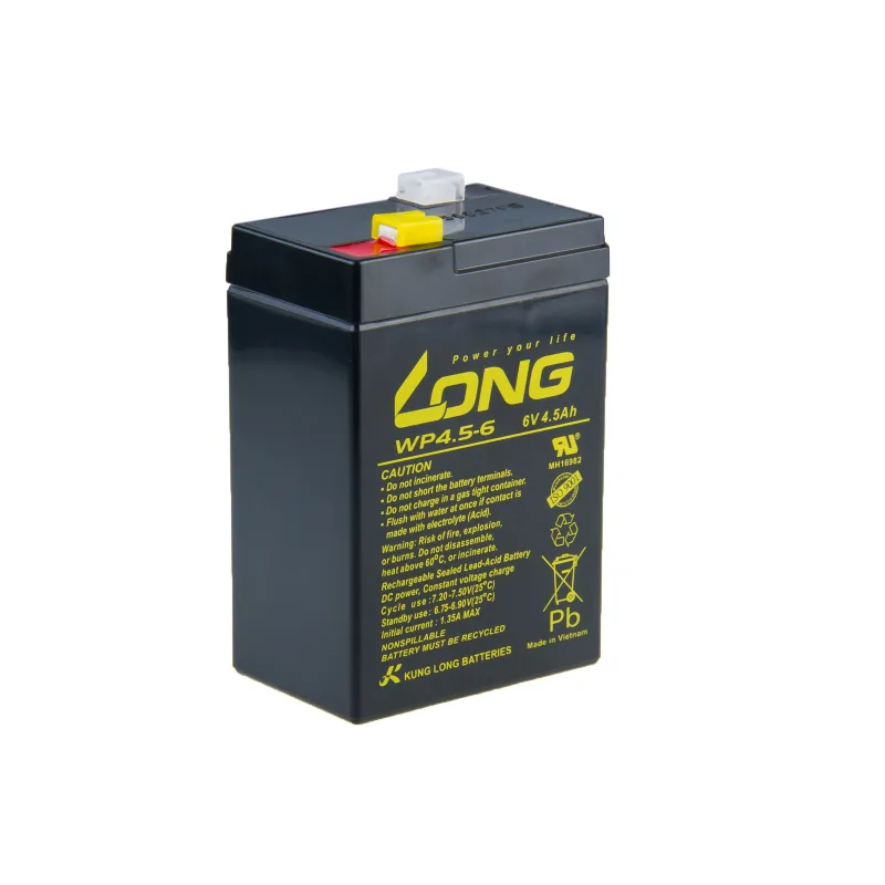 Long 6V 4, 5Ah olovený akumulátor F1 PBLO-6V004,5-F1A