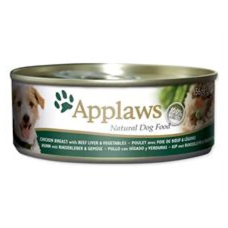 Konzerva APPLAWS Dog Chicken, Beef Liver & Veg 156 g