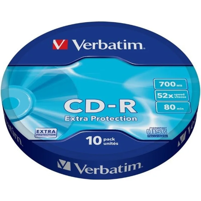 VERBATIM CD-R Verbatim DL 700MB 52x Extra protection 10-spindl RETAIL…