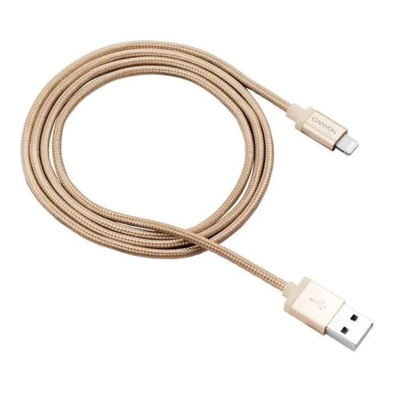 Canyon CNS-MFIC3GO, 1m prémiový opletený kábel Lightning/USB, MFI…