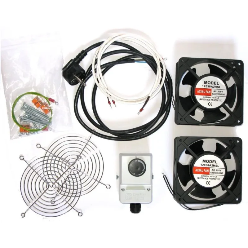 19" ventilace pro nástěnné rozvaděče XtendLan, termostat, 2 ventilátory…