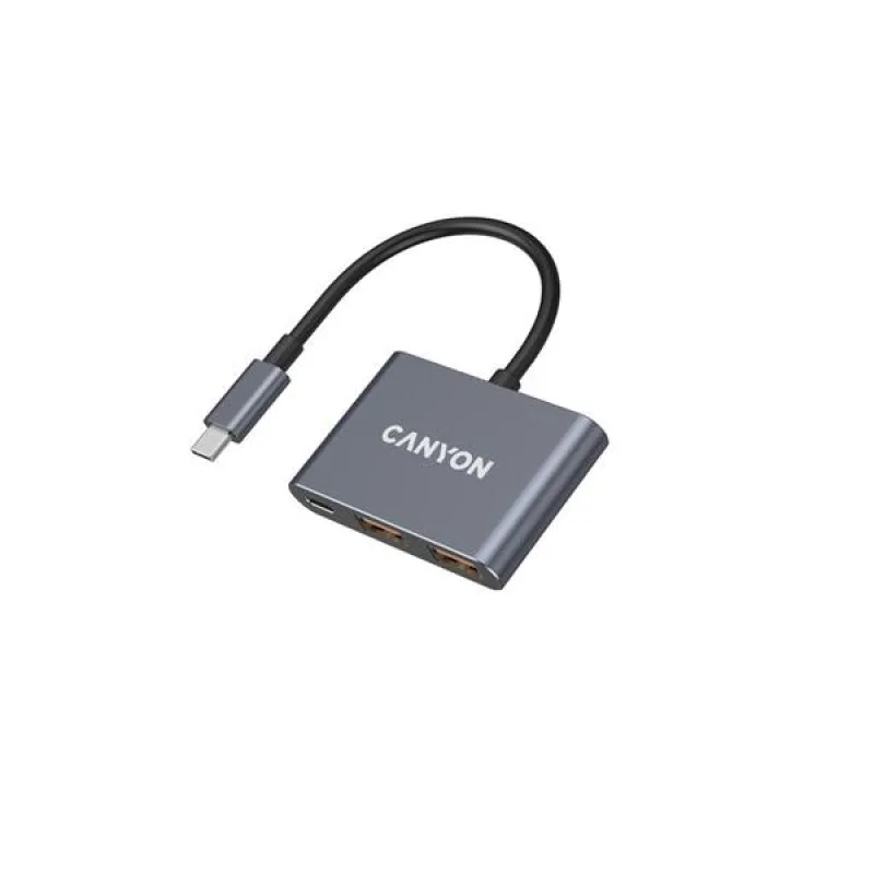 Canyon DS-3, USB-C Hub, 3 porty, 2xUSB-A 10Gbps, 1xUSB-C 10Gbps, šedá CNS…