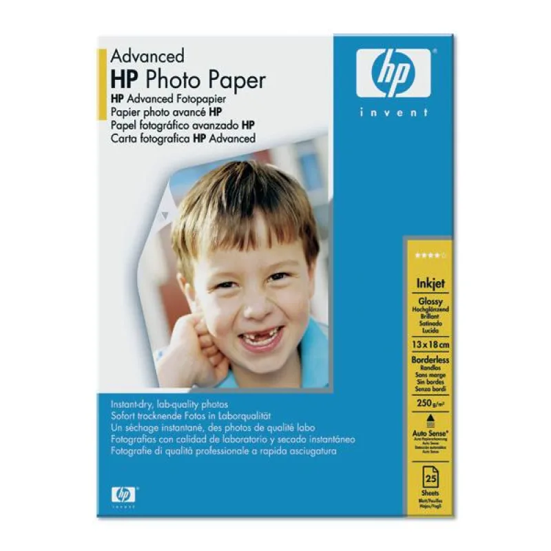 HP Advanced Glossy Photo Paper-25 sht/ 13 x 18 cm borderless, 250 g/ m2…