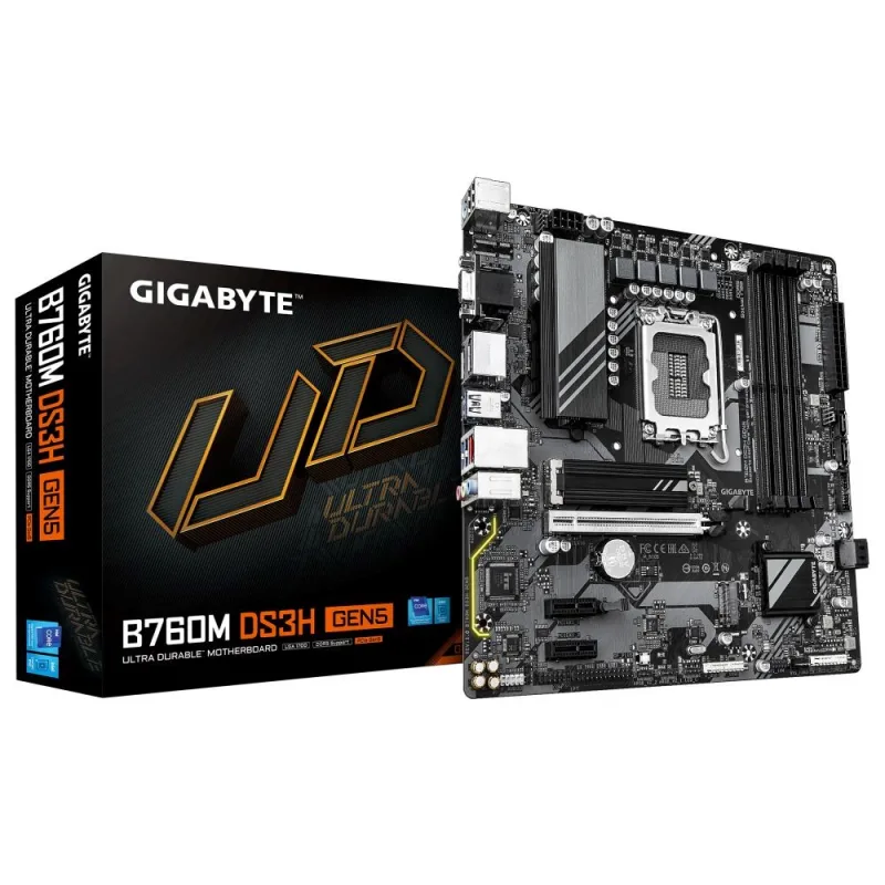 GIGABYTE MB Sc LGA1700 B760M DS3H GEN5, Intel B760, 4xDDR5, 2xDP, …