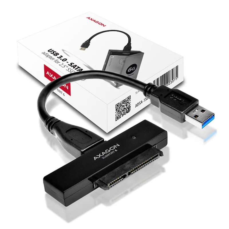 AXAGON ADSA-1S6, USB 3.2 Gen 1 - SATA 6G SSD/ HDD adaptér vr. 2.5" púzdra…