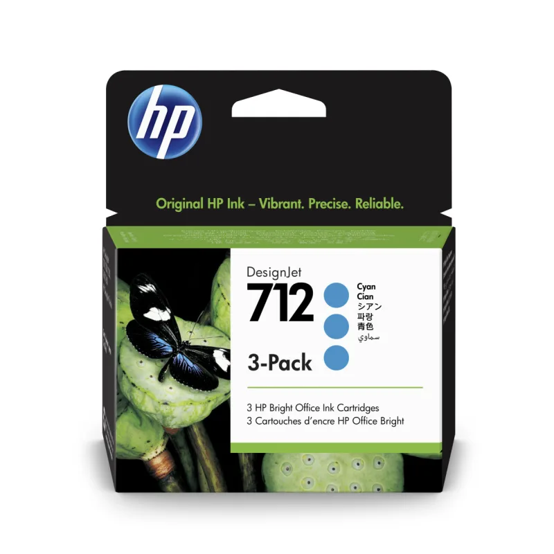 HP 712 Ink. náplň azúrová, trojbalenie; 3ED77A 3ED77A