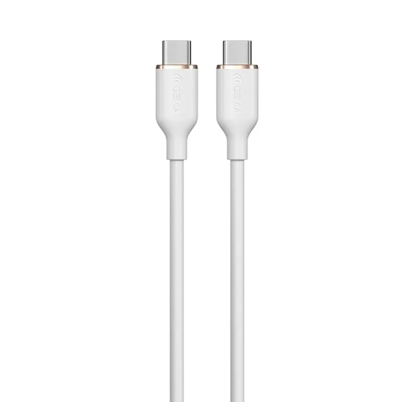 Devia kábel USB-C to USB-C Jelly Series Silicone Cable 1.2m - White…