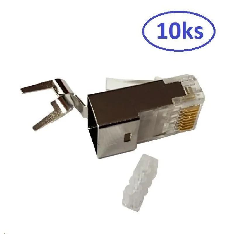 Konektor STP RJ45 (8p8c), Cat6A, 50µm, skládaný, drát - 10 ks…