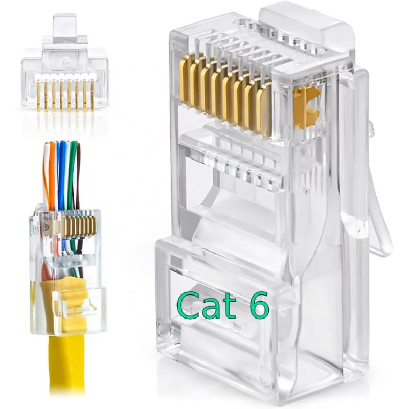 W-Star Konektor UTP RJ45EZ Cat6 100ks 3U pozlátený 6SLD pass through drôt…