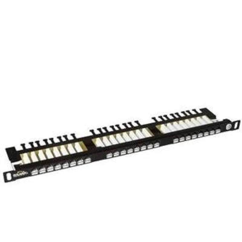 19" patch panel Solarix 24xRJ45 CAT6 UTP s vyväzovacou lištou čierny 0, 5…