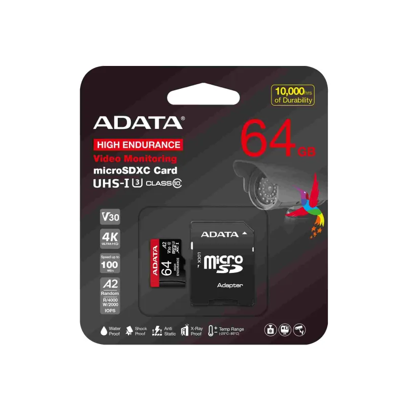 ADATA MicroSDXC karta 64GB High Endurance UHS-I C10 V30 A2…