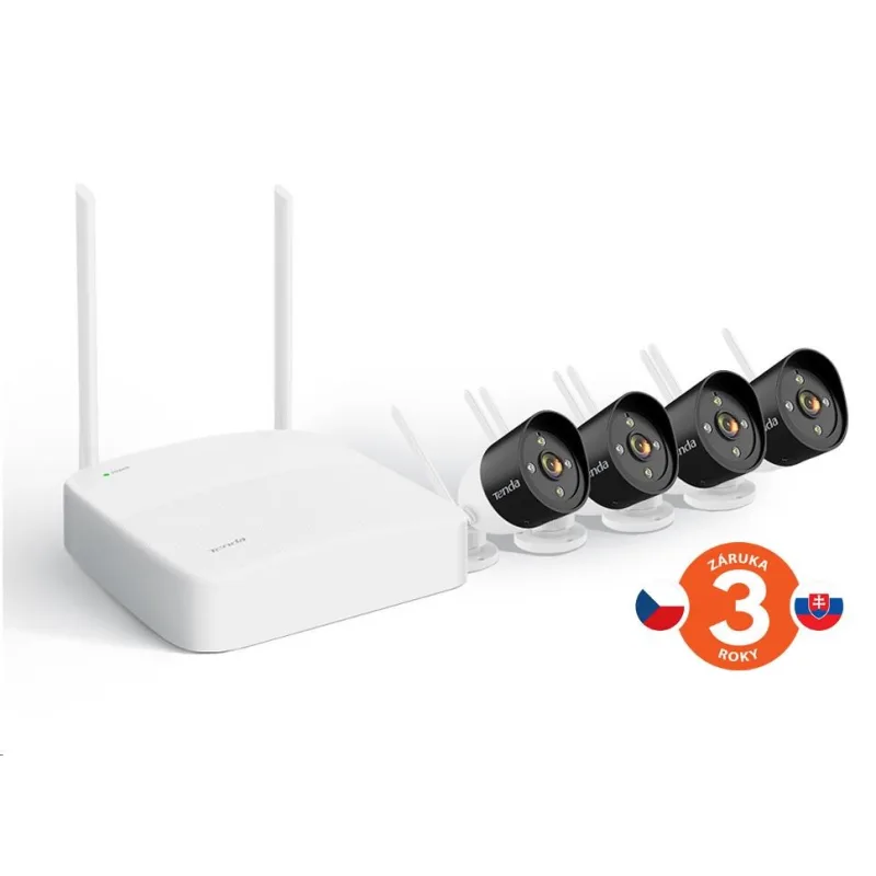 Tenda K4W-3TC - kamerový WiFi set, 4x IP 2K kamera, NVR rekordér, zvuk…