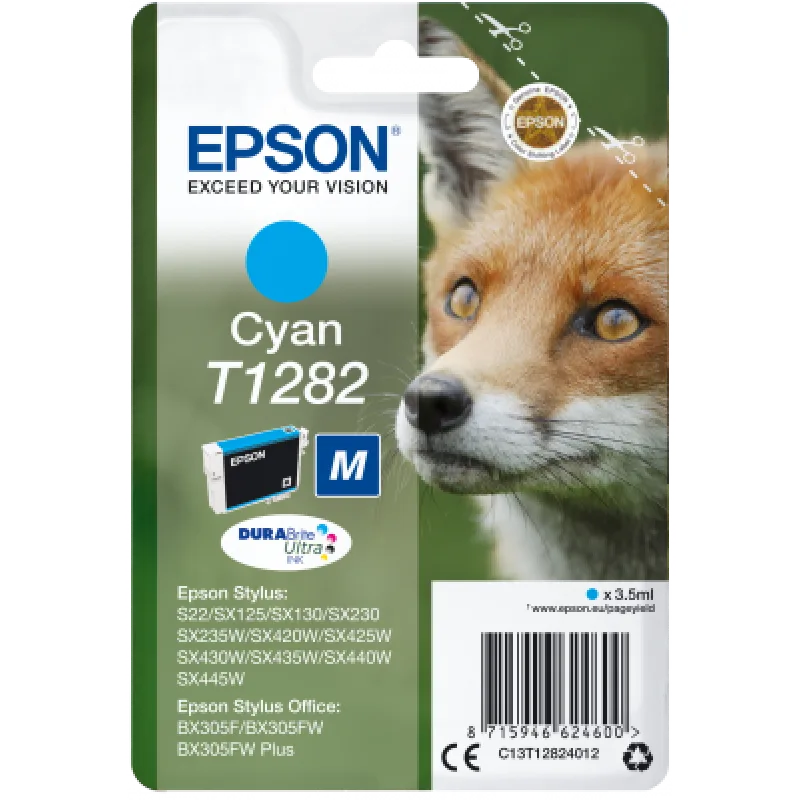 Epson Singlepack Cyan T1282 DURABrite Ultra Ink C13T12824012