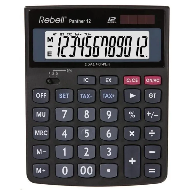 REBELL kalkulačka - Panther 12 - černá RE-Panther 12 BX