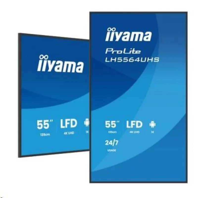 55" iiyama LH5564UHS-B1AG: VA, 4K UHD, Android, 24/ 7 LH5564UHS-B1AG