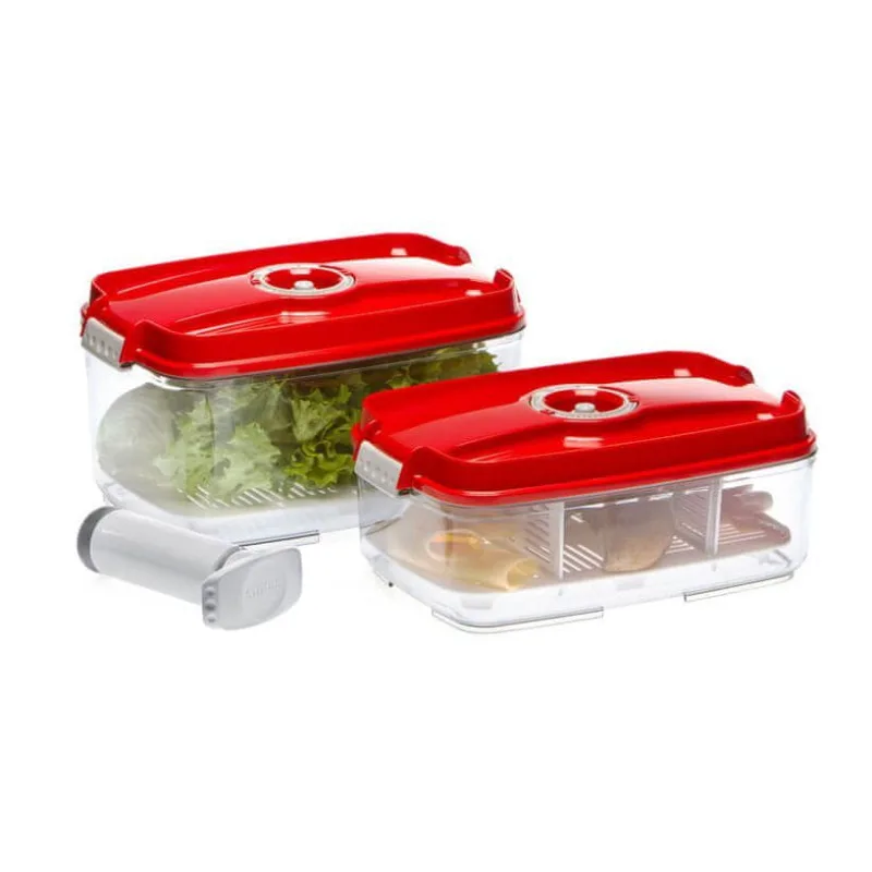 set veľkých vákuových dóz 178631, červená STA 178631