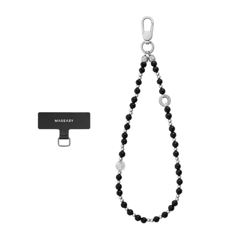 SwitchEasy Beaded Wrist Strap + Strap Card - Onyx Bloom MPHIPH343OB24