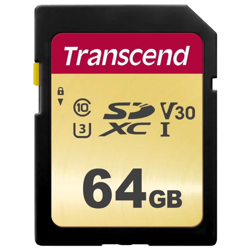 Karta TRANSCEND SDXC 64GB 500S, UHS-I U3 V30 (R:95/ W:50 MB/ s)…