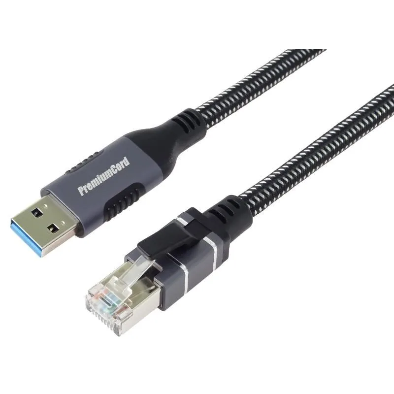 PremiumCord Ethernetový kabel USB3.2 na LAN RJ45 10/ 100/ 1000, 3m kunet3