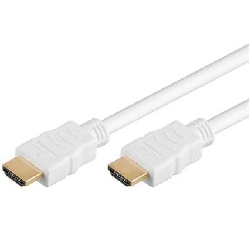 PremiumCord HDMI High Speed + Ethernet kábel, biely, pozlátené konektory,…