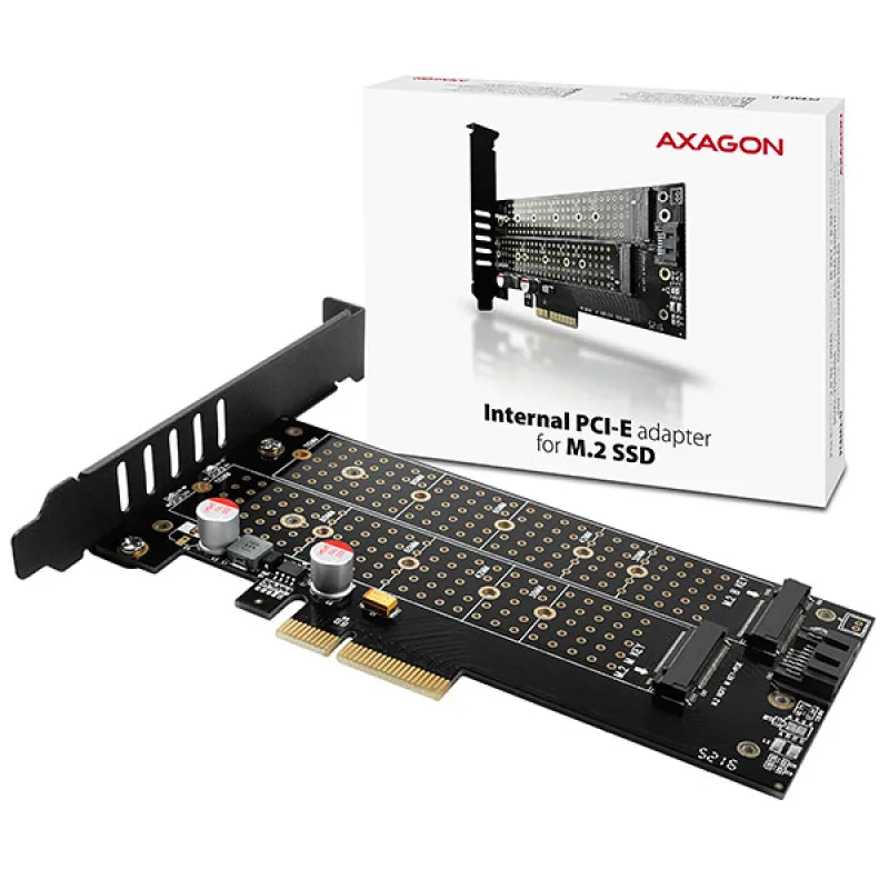 AXAGON PCEM2-D, PCIe x4 - M.2 NVMe M-key + SATA B-key slot adaptér, vr.…
