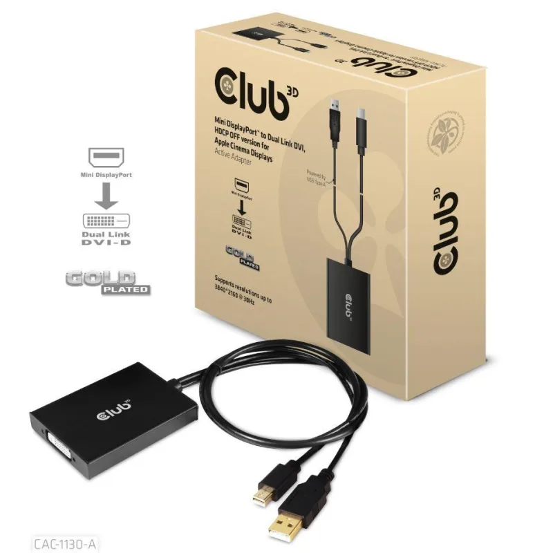 Club3D adaptér Mini DP na Dual Link DVI, verzia HDCP OFF pre Apple…