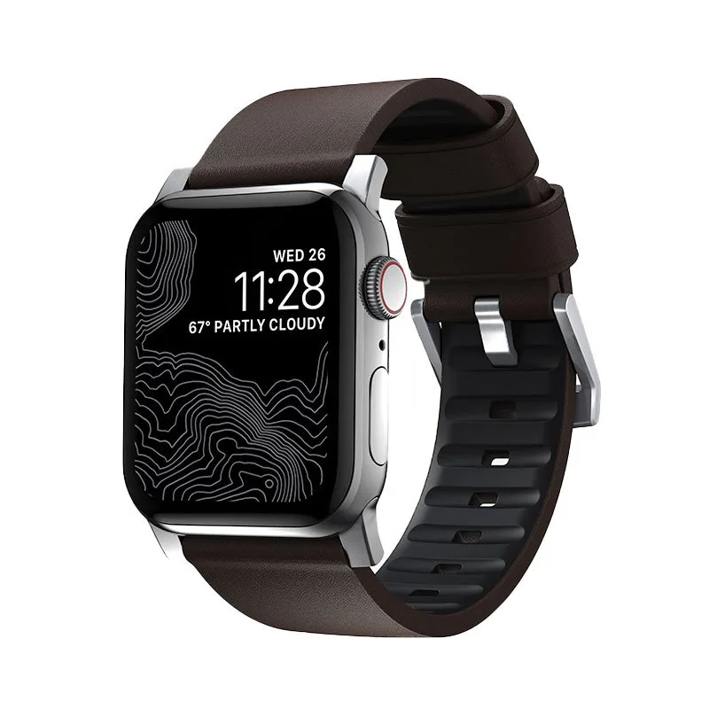 Nomad kožený remienok pre Apple Watch 44-49mm - Active Pro Brown/Silver…