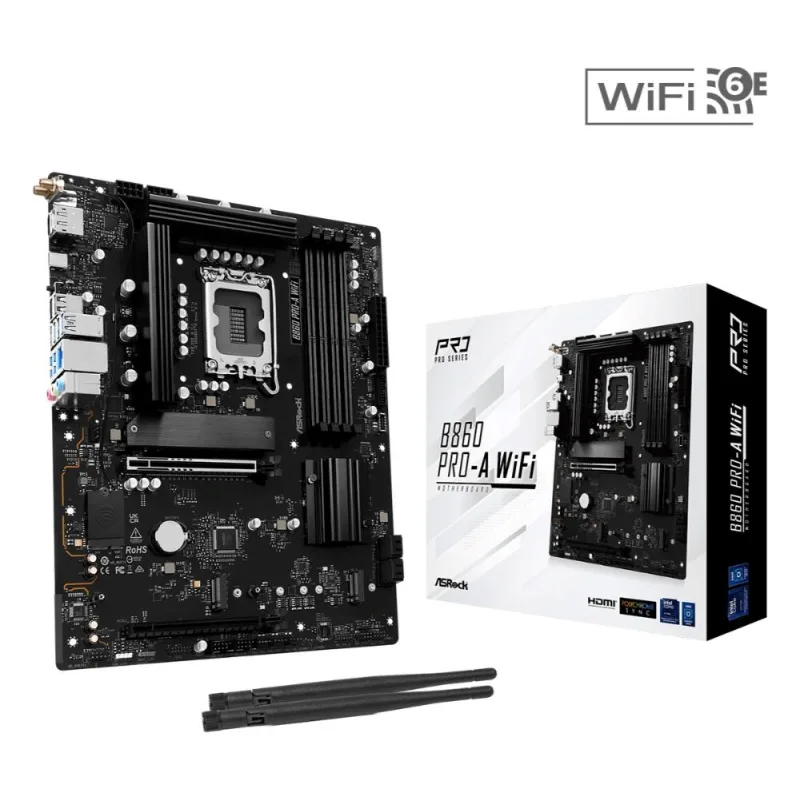 ASRock MB Sc LGA1851 B860 Pro-A WiFi, Intel B860, 4xDDR5, 1xDP, …