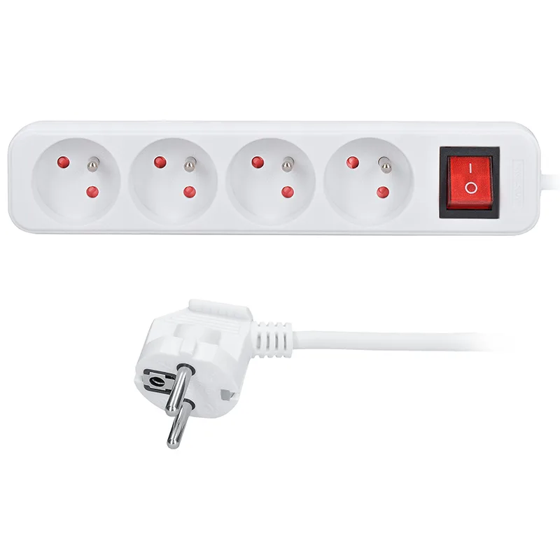 Solight prodlužovací přívod, 4 zásuvky, bílý, vypínač, 1, 5m PP30