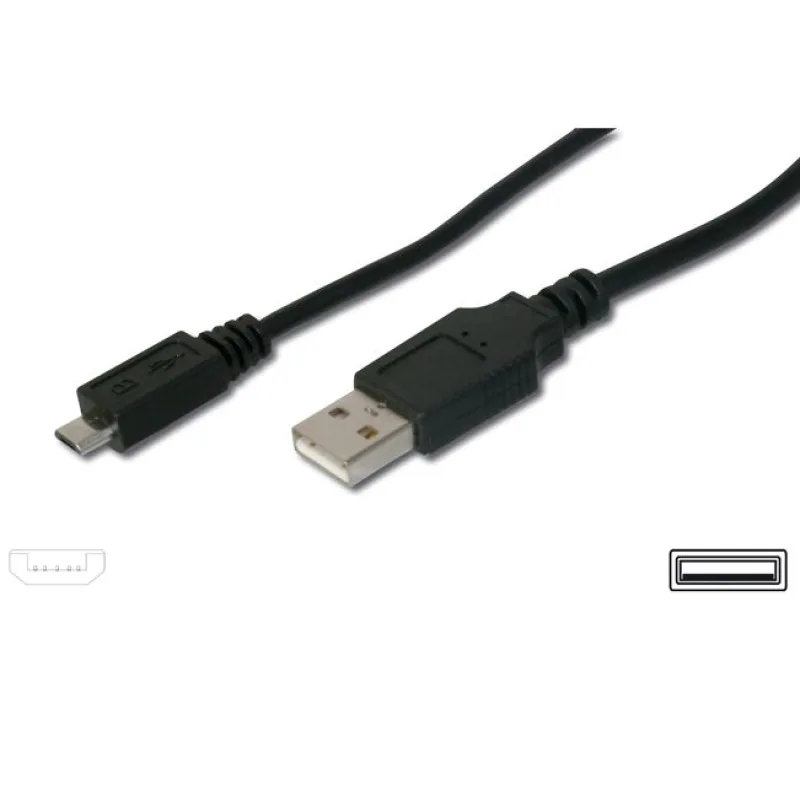 Kábel micro USB 2.0, A-B 1, 5m, pre rýchle nabíjanie ku2m15f