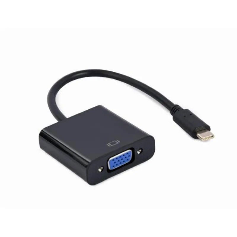 Gembird adaptér USB-C (M) na VGA (F), 0.15m kábel, čierny A-CM-VGAF-01