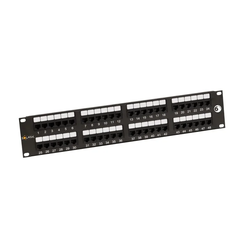 19" patch panel Solarix 48 x RJ45 CAT6 UTP 350 MHz čierny 2U SX48-6-UTP…
