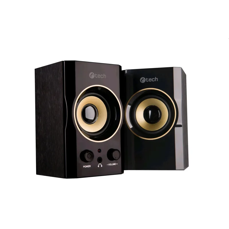 Repro C-TECH SPK-11, 2.0, drevenné, černo-zlaté, USB SPK-11