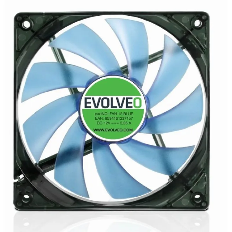 EVOLVEO 12L1BL ventilátor 120mm, 4 LED modré, 3pin FAN 12 BLUE