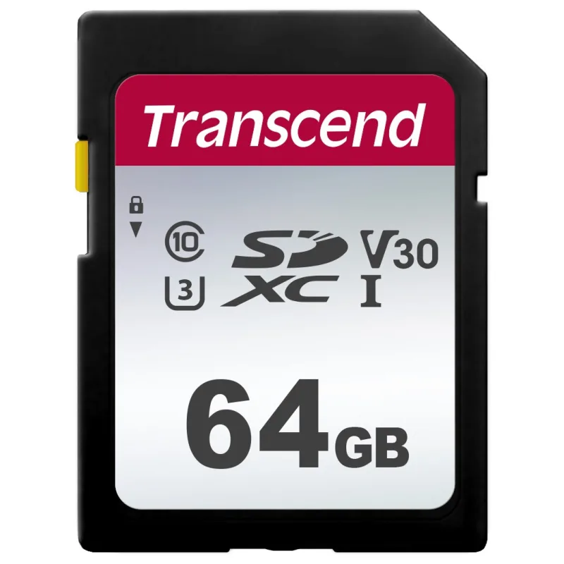 Karta TRANSCEND SDXC 64GB 300S, UHS-I U3 V10 (R:100/ W:25 MB/ s)…