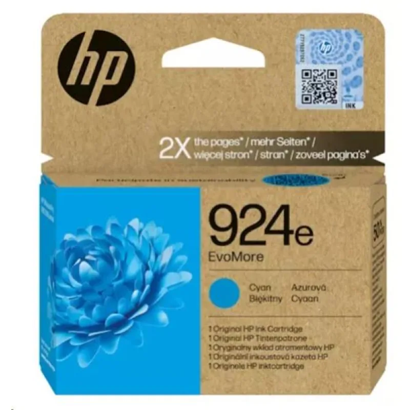 HP 924e EvoMore Cyan Original Ink Cartridge 800str. 4K0U7NE#CE1