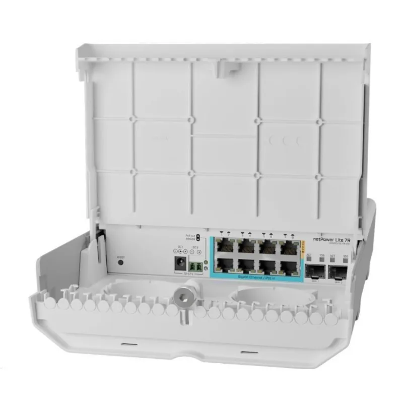 MikroTik CSS610-1Gi-7R-2S+OUT reverzný PoE switch, 8x Gigabit, 2x SFP+,…