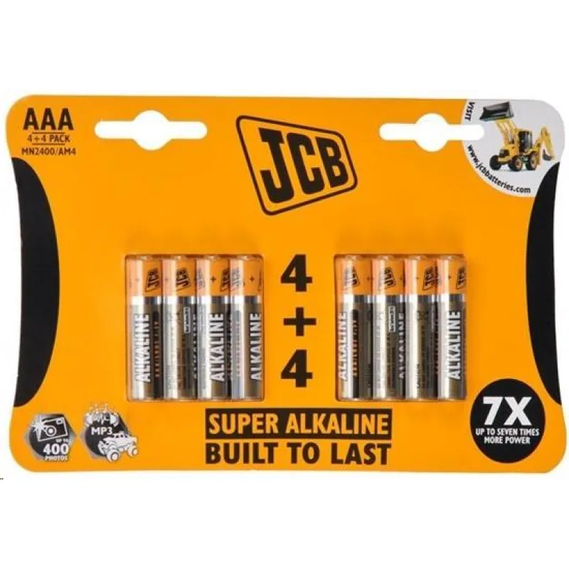 JCB SUPER alkalická baterie LR03, blistr 8 ks JCB-LR03-8B