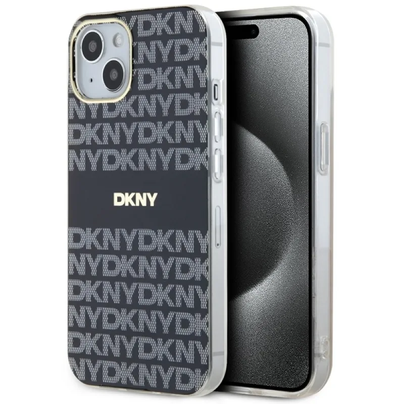 Puzdro DKNY IML Mono & Stripe MagSafe pre iPhone 15/14/13 – čierne