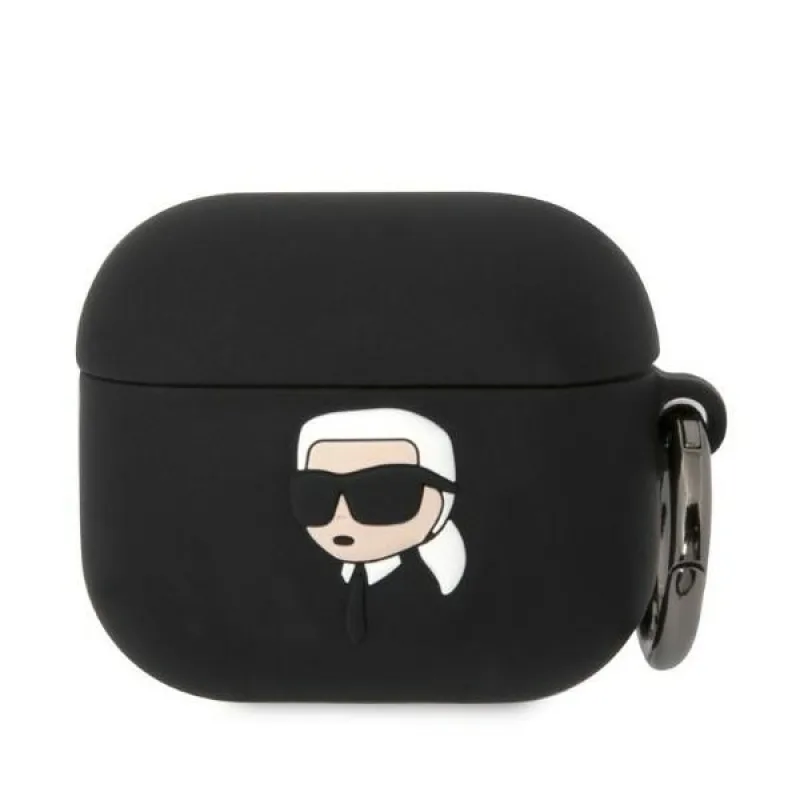 Karl Lagerfeld silikónové puzdro Karl Head 3D pre AirPods 3 - čierne