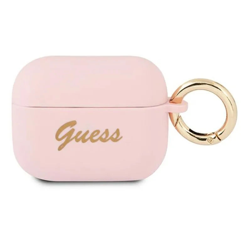 Guess GUAPSSSI AirPods Pro kryt ružový/ružový Silicone Vintage Script