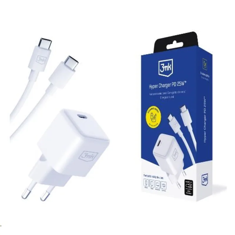 3mk síťová nabíječka Hyper Charger PD 25W + kabel USB-C 5903108561945