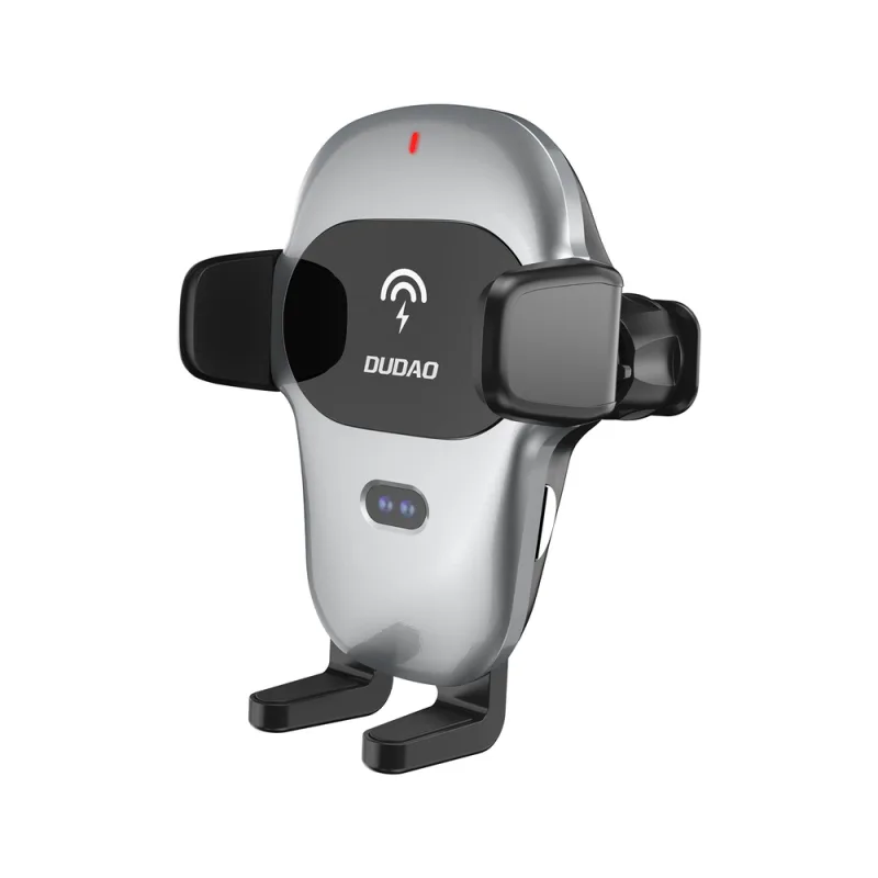 Automatický držiak do auta Dudao so vstavanou bezdrôtovou nabíjačkou Qi 15W sivý (F20xs)
