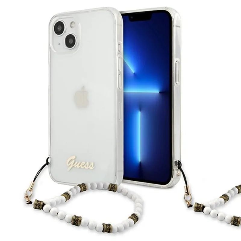 Guess GUHCP13MKPSWH iPhone 13 6,1" priehľadné pevné puzdro White Pearl