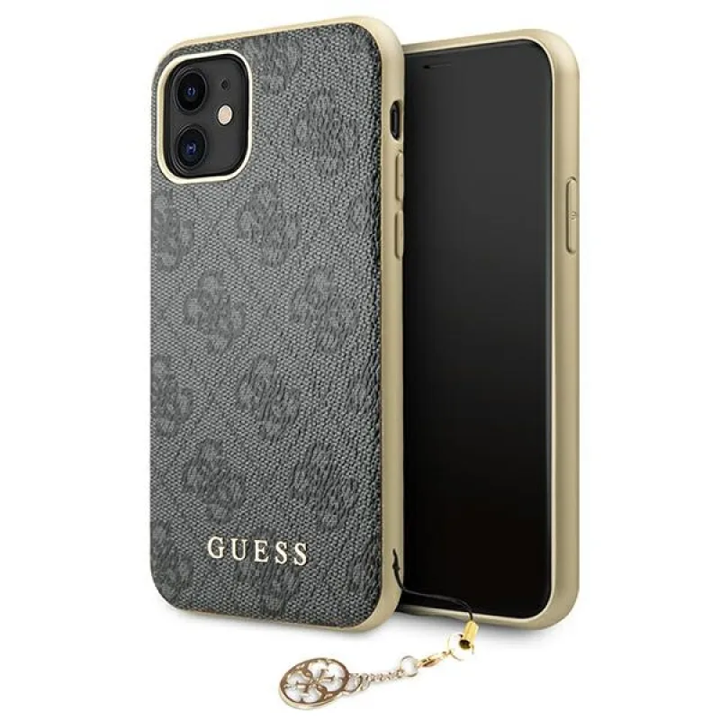 Guess GUHCN61GF4GGR iPhone 11 6,1" / Xr sivé/sivé pevné puzdro 4G Charms Collection