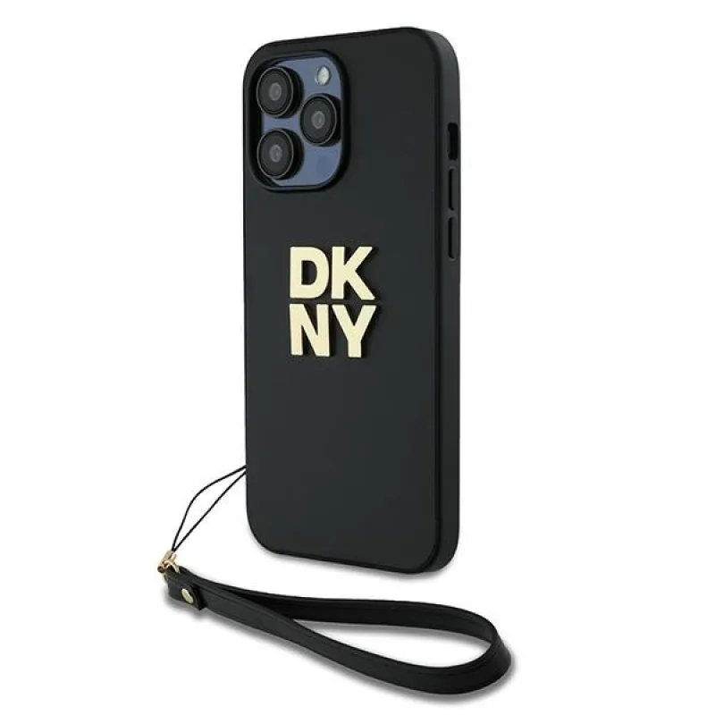 Obal DKNY Wrist Strap Stock Logo pre iPhone 14 Pro Max - čierny