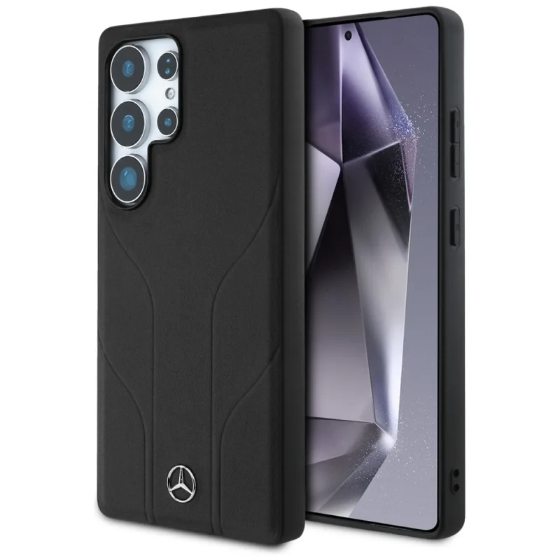 Puzdro Mercedes Leather Debossed Lines MagSafe pre Samsung Galaxy S25 Ultra - čierne