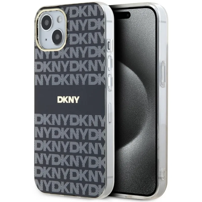 Puzdro DKNY IML Mono & Stripe MagSafe pre iPhone 15 Plus / 14 Plus – čierne